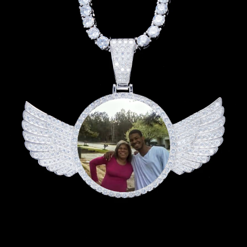 925S & VVS Moissanite 3D Wing Custom Picture Pendant