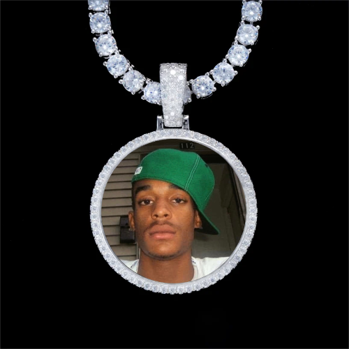 925S & VVS Moissanite 3D Circle Custom Picture Pendant