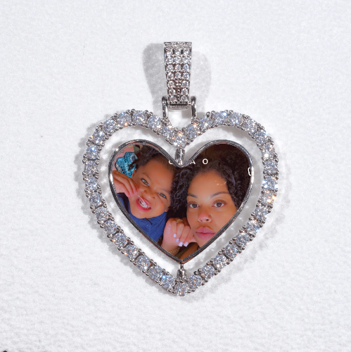 3D Spinning 2-Faced Heart Custom Picture Pendant