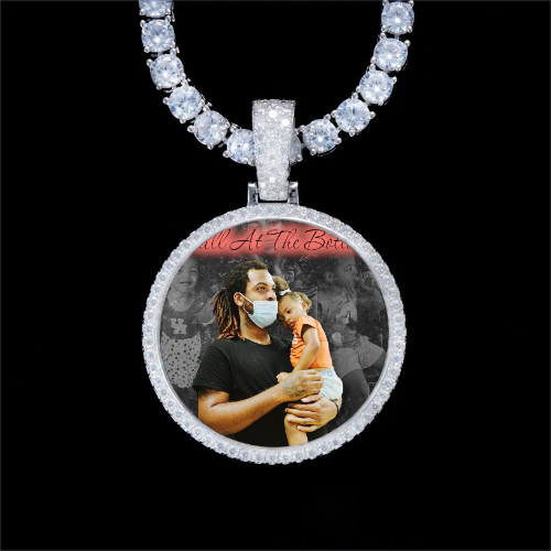 925S & VVS Moissanite 3D Circle Custom Picture Pendant