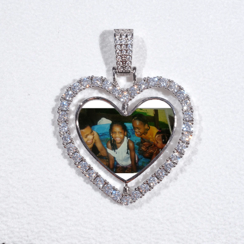 3D Spinning 2-Faced Heart Custom Picture Pendant