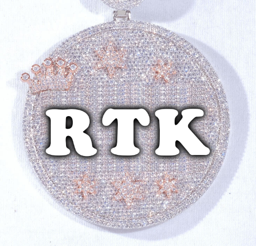 CUSTOM LETTER NECKLACE 3D BIG CROWN DISC