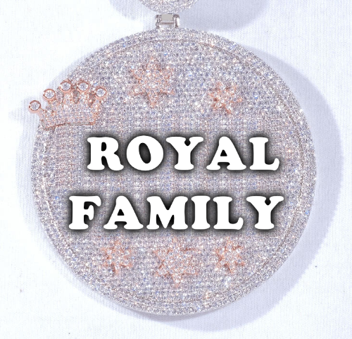 CUSTOM LETTER NECKLACE 3D BIG CROWN DISC