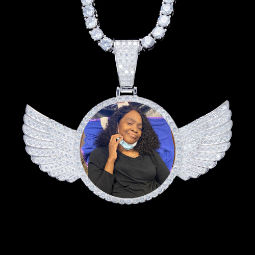 925S & VVS Moissanite 3D Wing Custom Picture Pendant