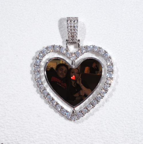3D Spinning 2-Faced Heart Custom Picture Pendant