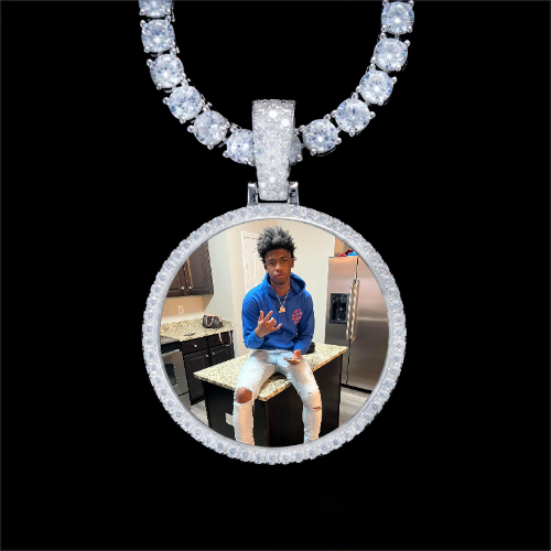 925S & VVS Moissanite 3D Circle Custom Picture Pendant