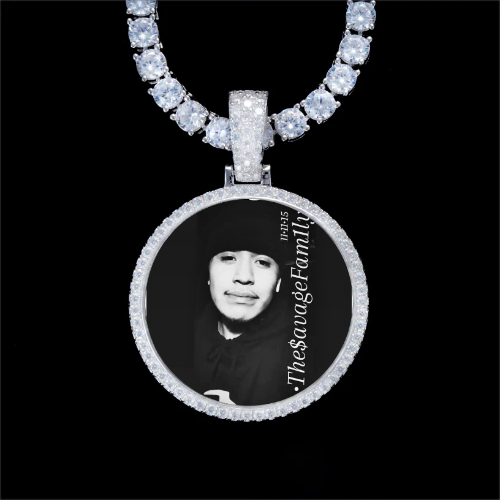 925S & VVS Moissanite 3D Circle Custom Picture Pendant