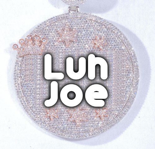 CUSTOM LETTER NECKLACE 3D BIG CROWN DISC