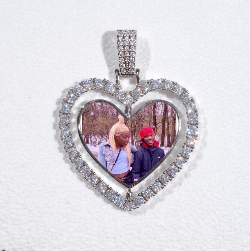 3D Spinning 2-Faced Heart Custom Picture Pendant