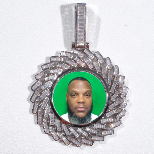 Large 3D Baguette Custom Picture Pendant