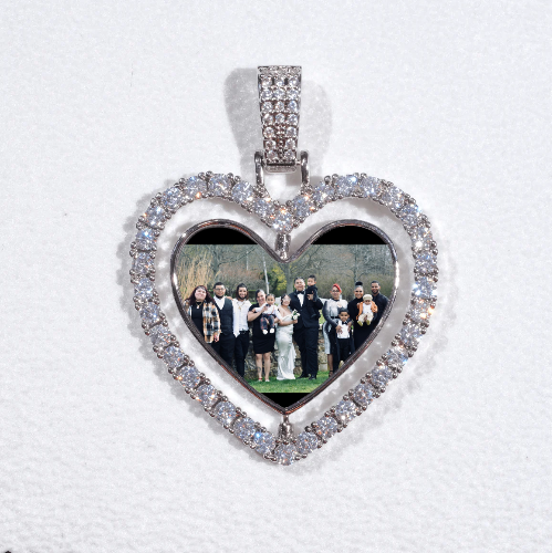 3D Spinning 2-Faced Heart Custom Picture Pendant