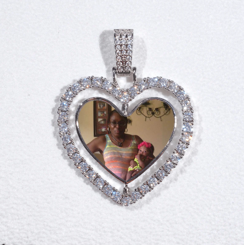 3D Spinning 2-Faced Heart Custom Picture Pendant