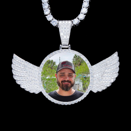 925S & VVS Moissanite 3D Wing Custom Picture Pendant