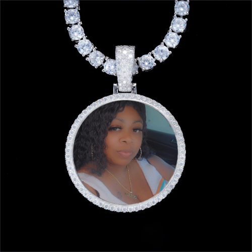 925S & VVS Moissanite 3D Circle Custom Picture Pendant