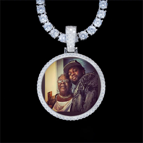 925S & VVS Moissanite 3D Circle Custom Picture Pendant