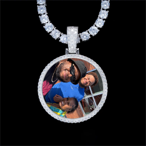 925S & VVS Moissanite 3D Circle Custom Picture Pendant