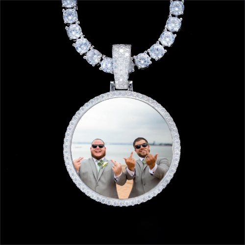 925S & VVS Moissanite 3D Circle Custom Picture Pendant