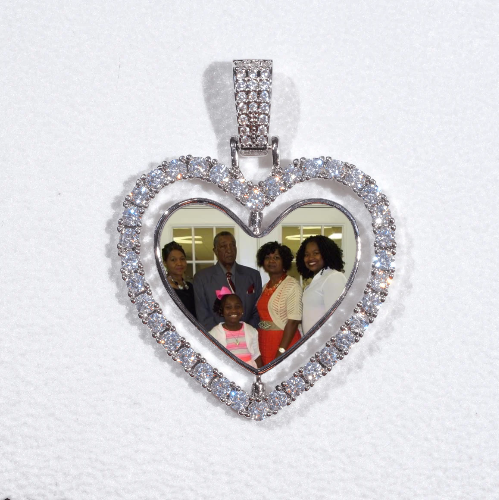3D Spinning 2-Faced Heart Custom Picture Pendant