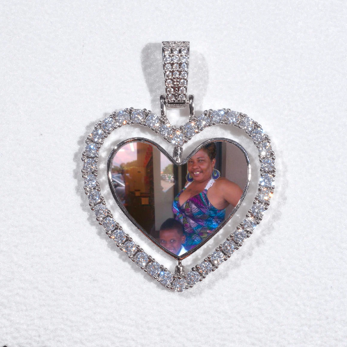 3D Spinning 2-Faced Heart Custom Picture Pendant