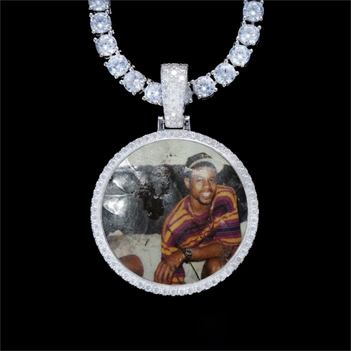 925S & VVS Moissanite 3D Circle Custom Picture Pendant