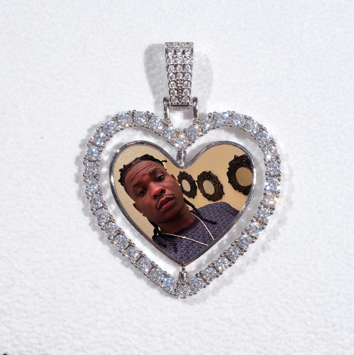 3D Spinning 2-Faced Heart Custom Picture Pendant