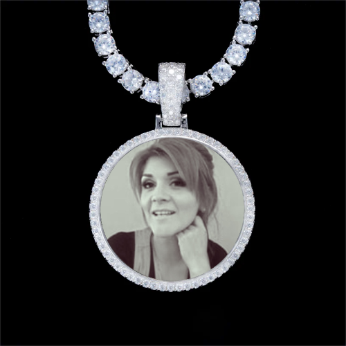 925S & VVS Moissanite 3D Circle Custom Picture Pendant