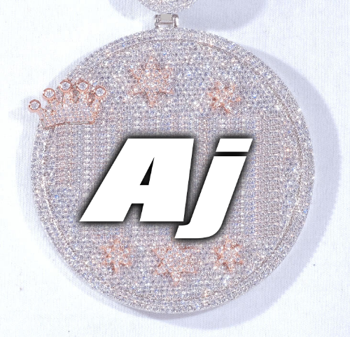 CUSTOM LETTER NECKLACE 3D BIG CROWN DISC