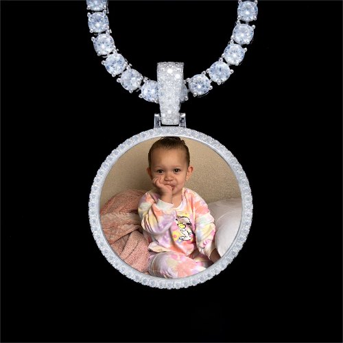 925S & VVS Moissanite 3D Circle Custom Picture Pendant