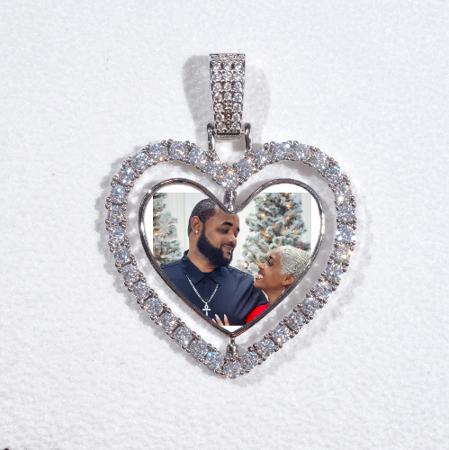 3D Spinning 2-Faced Heart Custom Picture Pendant