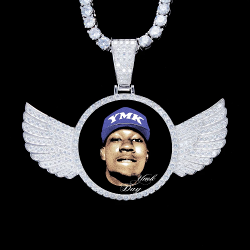 925S & VVS Moissanite 3D Wing Custom Picture Pendant