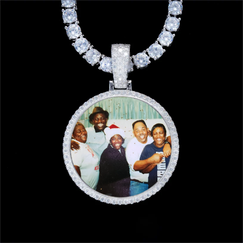 925S & VVS Moissanite 3D Circle Custom Picture Pendant