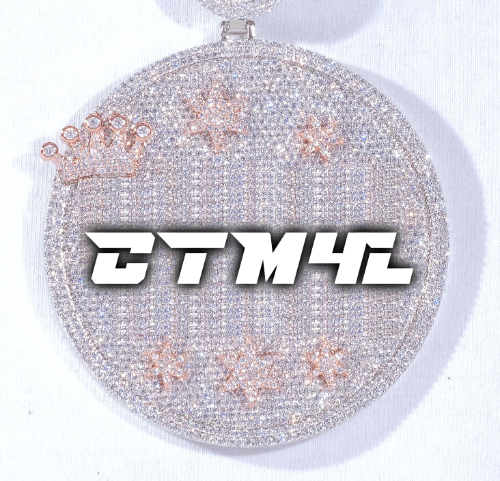 CUSTOM LETTER NECKLACE 3D BIG CROWN DISC
