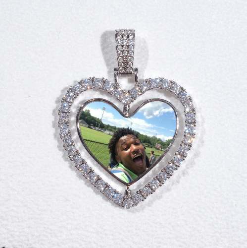 3D Spinning 2-Faced Heart Custom Picture Pendant