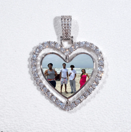 3D Spinning 2-Faced Heart Custom Picture Pendant