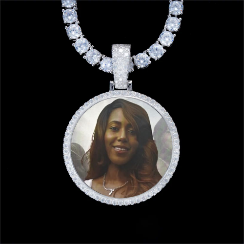 925S & VVS Moissanite 3D Circle Custom Picture Pendant