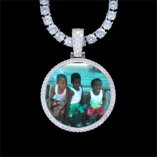 925S & VVS Moissanite 3D Circle Custom Picture Pendant