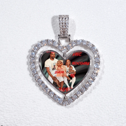 3D Spinning 2-Faced Heart Custom Picture Pendant