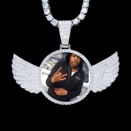 925S & VVS Moissanite 3D Wing Custom Picture Pendant