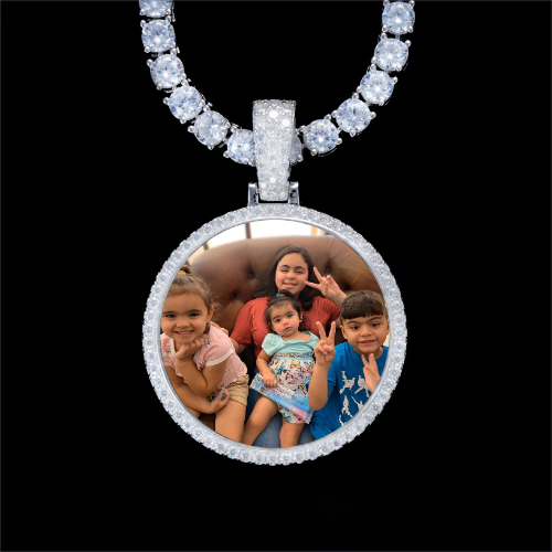 925S & VVS Moissanite 3D Circle Custom Picture Pendant