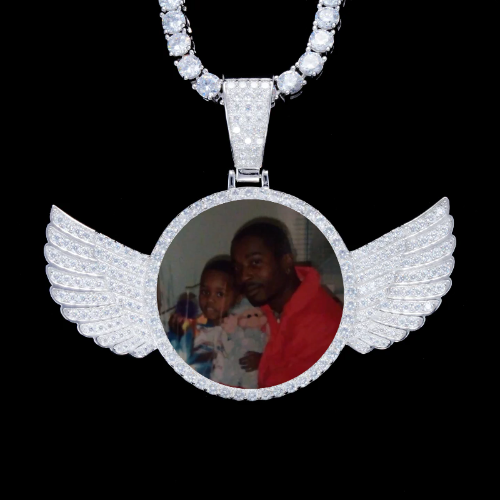 925S & VVS Moissanite 3D Wing Custom Picture Pendant