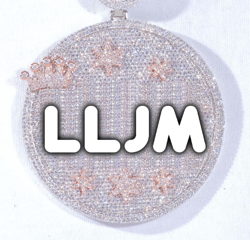 CUSTOM LETTER NECKLACE 3D BIG CROWN DISC