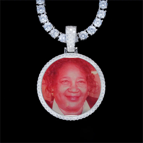 925S & VVS Moissanite 3D Circle Custom Picture Pendant