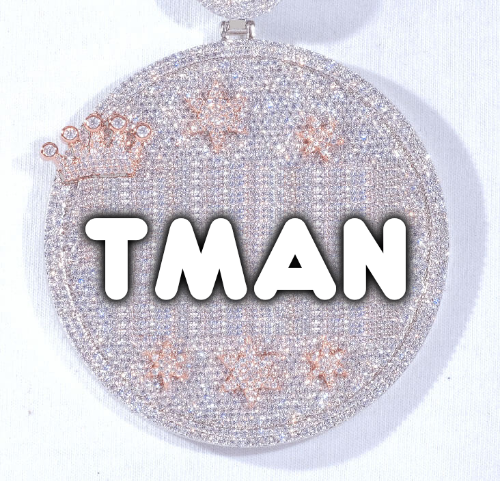 CUSTOM LETTER NECKLACE 3D BIG CROWN DISC