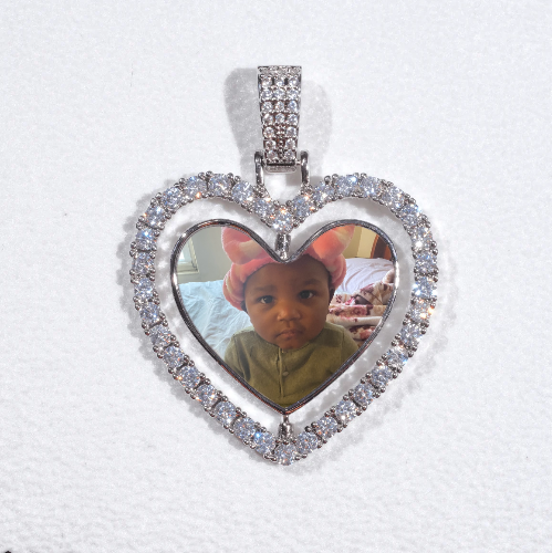 3D Spinning 2-Faced Heart Custom Picture Pendant