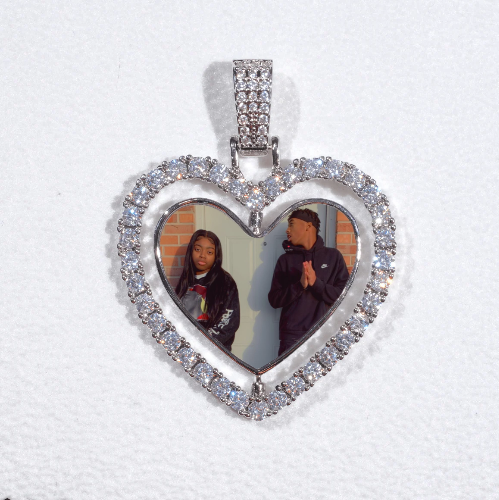 3D Spinning 2-Faced Heart Custom Picture Pendant