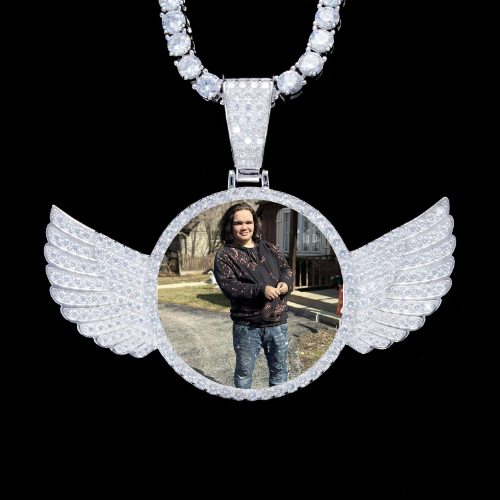 925S & VVS Moissanite 3D Wing Custom Picture Pendant