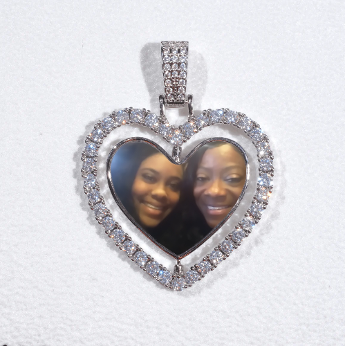 3D Spinning 2-Faced Heart Custom Picture Pendant
