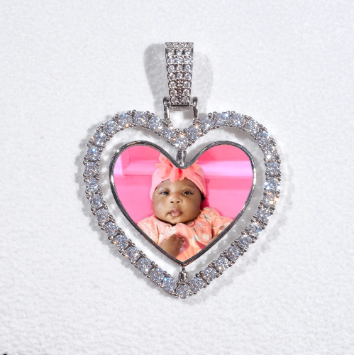 3D Spinning 2-Faced Heart Custom Picture Pendant