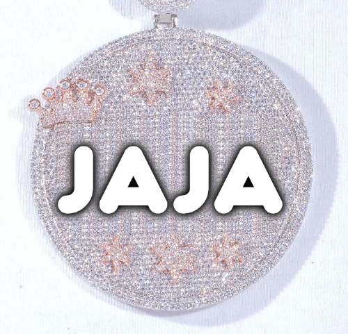 CUSTOM LETTER NECKLACE 3D BIG CROWN DISC