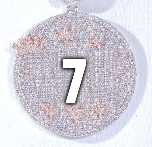 CUSTOM LETTER NECKLACE 3D BIG CROWN DISC